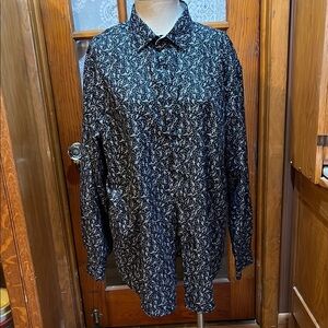 Nine West Men's Black and White Patterned Shirt